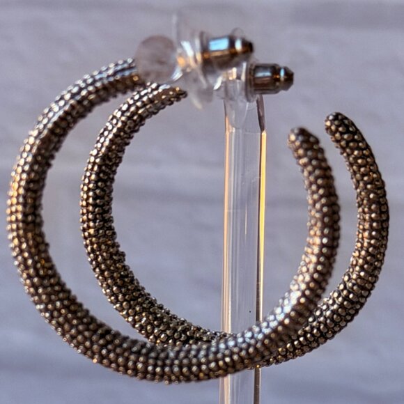 Vintage Chico’s Textured Silver Hoop Earrings Y2K Large Statement Unworn - Picture 7 of 14